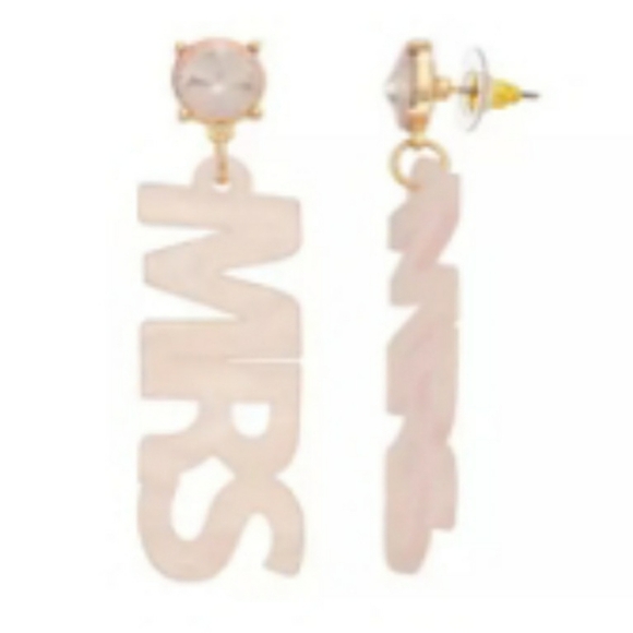 Celebrate Together™ Gold Tone Crystal Blush Resin Mrs. Drop Earrings - Picture 2 of 6
